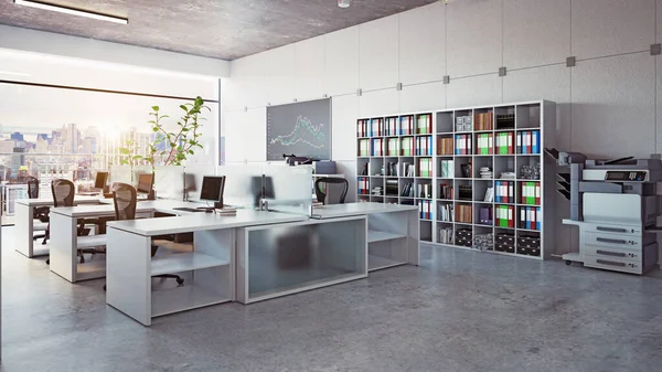 Modernes Bürointerieur Rendering Business Konzept Design — Stockfoto