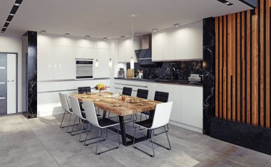 Modern mutfak iç mimarisi.