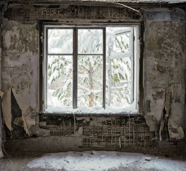 ruin interior with window clipart