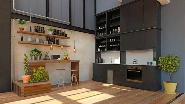 Interior dapur domestik modern . — Stok Foto