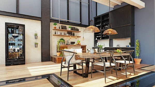 Moderne häusliche Küche. — Stockfoto