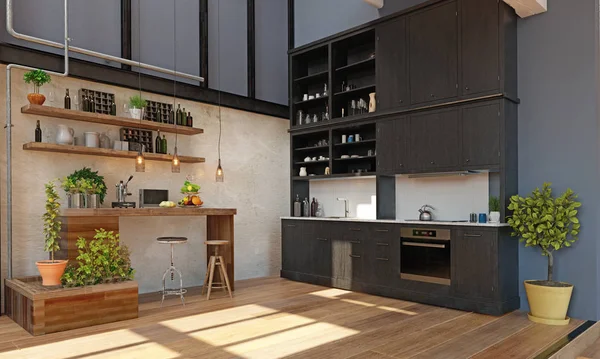 Moderne binnenlandse keuken interieur. — Stockfoto