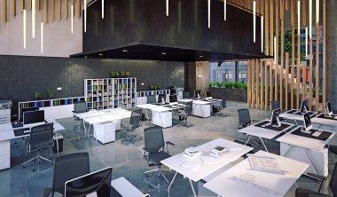 Modern ofis iç mimarisi, 3D iş konsepti tasarımı