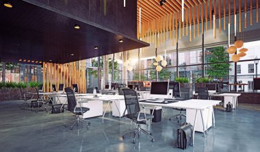 Modern ofis iç mimarisi, 3D iş konsepti tasarımı