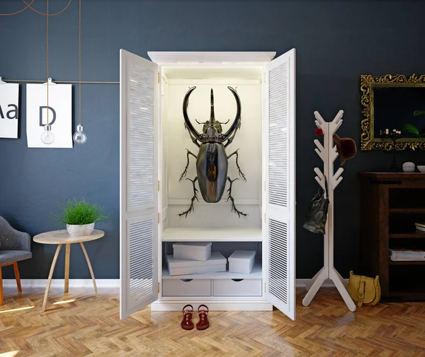 Der Käfer im Kleiderschrank — Stockfoto