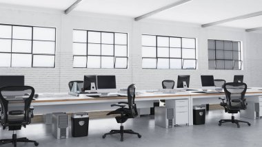 Çağdaş çatı katı iç mimarisi. 3d tasarım kavramı