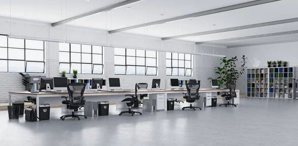 Zeitgenössisches Loft Office Interieur Rendering Designkonzept — Stockfoto