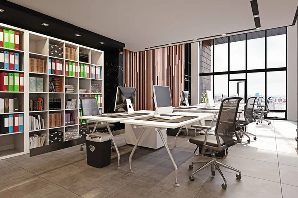 Interior Oficina Loft Contemporáneo Concepto Diseño Renderizado — Foto de Stock