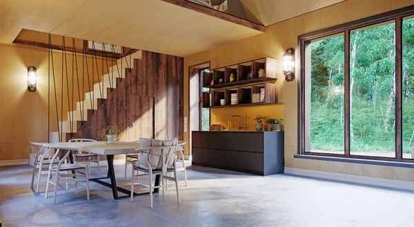 Rumah Interior Modern Konsep Render — Stok Foto