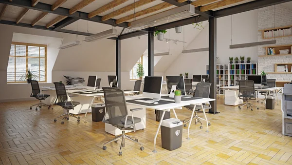 Interiorul Biroului Contemporan Redare Concept Design — Fotografie, imagine de stoc