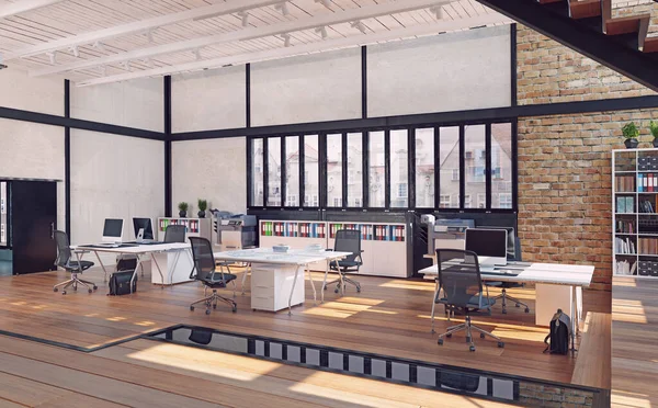 Interior Oficina Contemporánea Concepto Diseño Renderizado — Foto de Stock