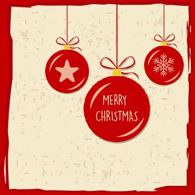 mutlu Noeller Noel topları kırmızı çerçevesinde, tebrik kartı, 