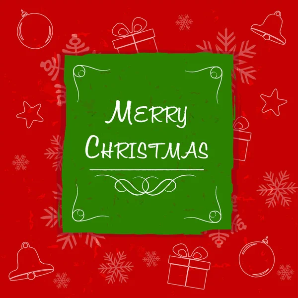 Veselé Vánoce v zeleném rámečku, blahopřání, vektor — Stockový vektor