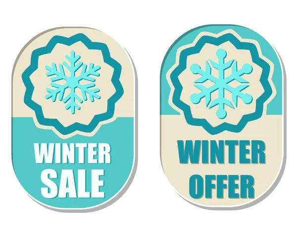 Venta de invierno y oferta con signo de copo de nieve, vector — Archivo Imágenes Vectoriales