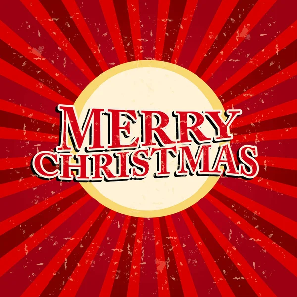 Veselé Vánoce v kruhu nad retro červené paprsky, vektorové — Stockový vektor