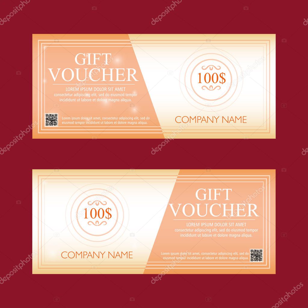 gift voucher 100 dollars, special present, two text labels, vect