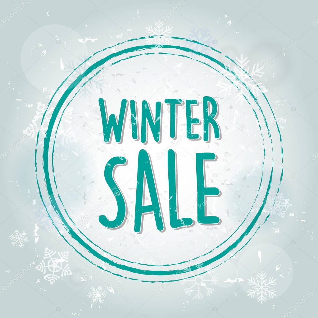 winter sale with snowflakes banner, vector