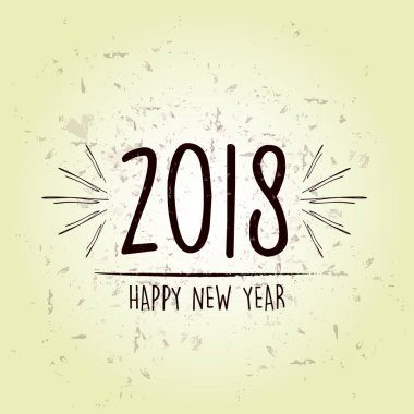 mutlu yeni yıl 2018 üzerinde yeşil eski kağıt arka plan, vektör
