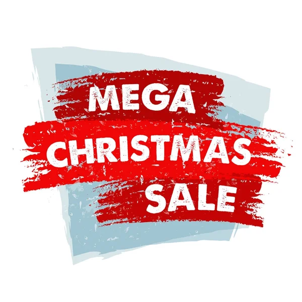 Mega christmas sale in red drawn banner, vector — Stock Vector