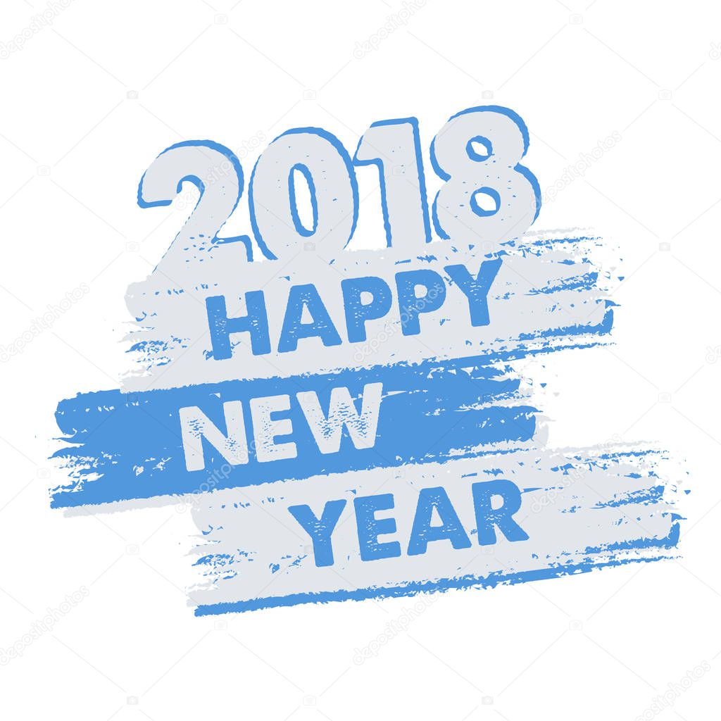 happy new year 2018 in drawn banner, vector