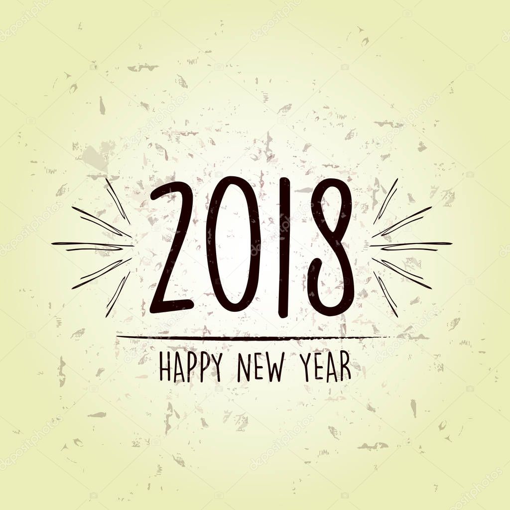 happy new year 2018 over green old paper background, vector
