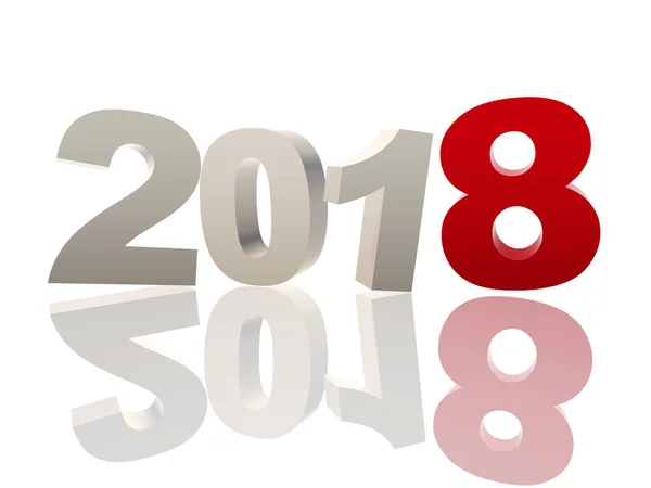 3D Neujahr 2018 in roten und grauen Zahlen — Stockfoto