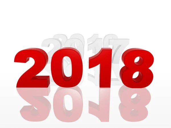 3d Neujahr 2018 in roten Zahlen mit den Vorjahren — Stockfoto