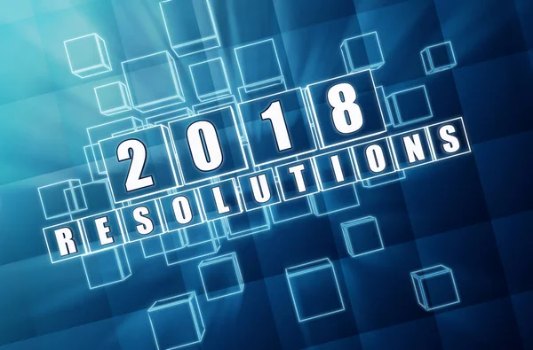 New year 2018 resolutions in blue glass blocks — Stock Photo, Image