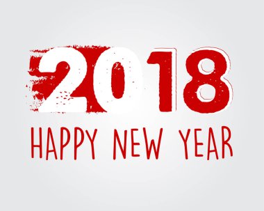 mutlu yeni yıl 2018 kırmızı çizili afiş