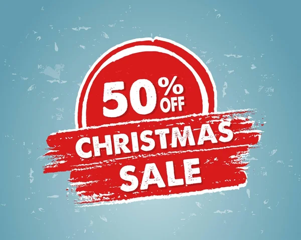 50 percent off christmas sale in red drawn banner — Stock Photo, Image