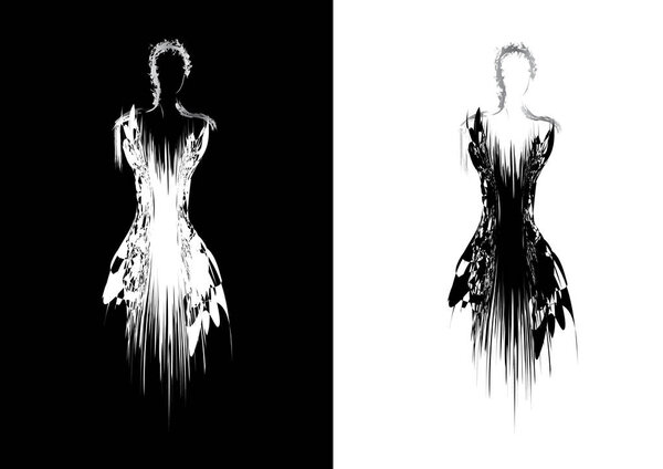 Silhouette of woman in evening dress