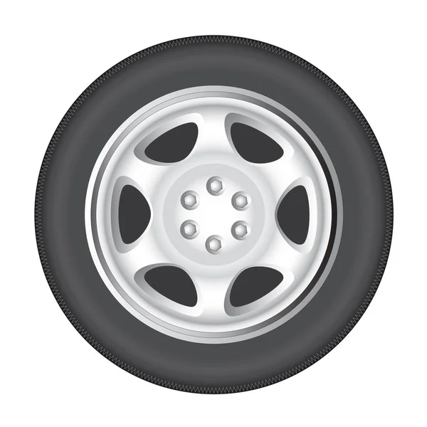 La rueda del coche sobre el metal el disco — Vector de stock