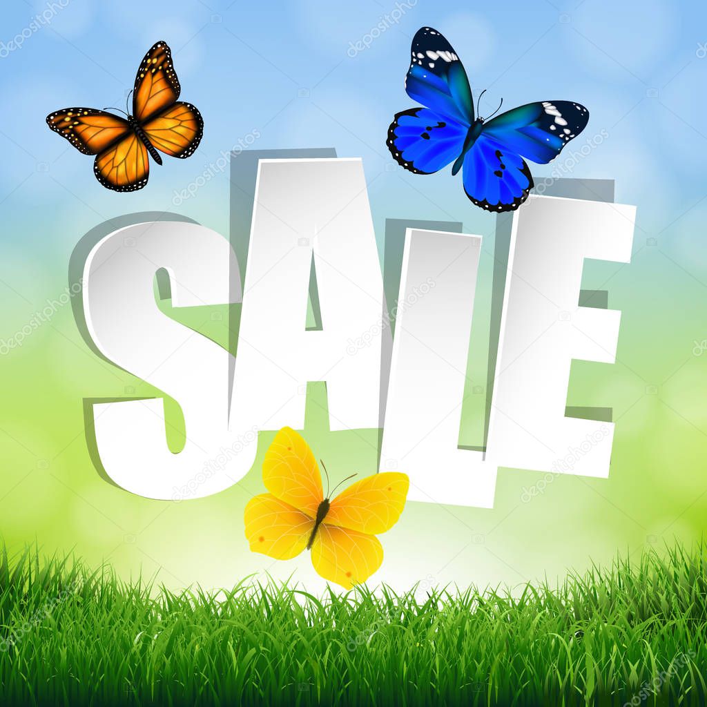 Sale Banner With Grass Border