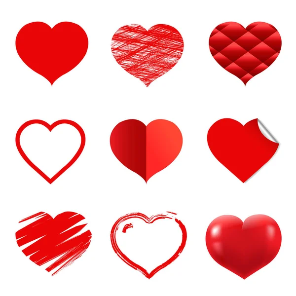 Red Hearts Set — Stock Vector