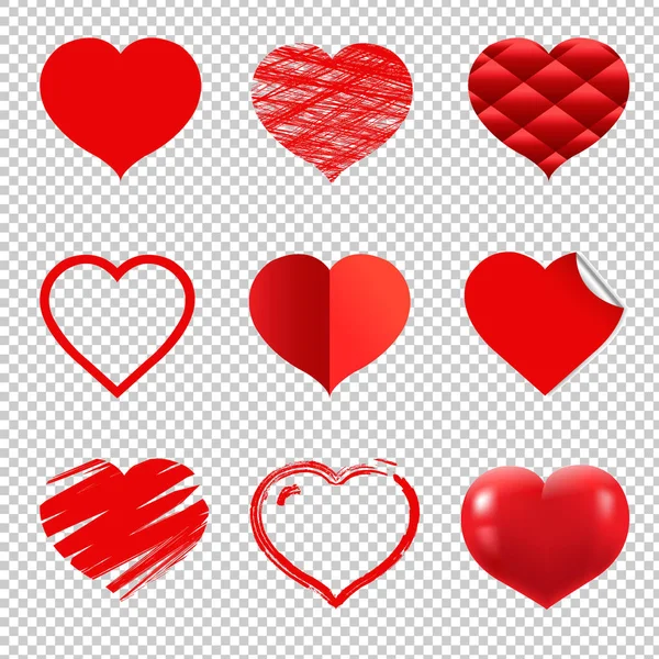 Red hearts Set — Stock Vector