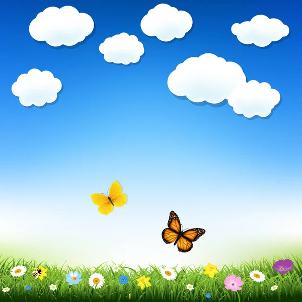 Schmetterlinge auf der Sommerwiese — Stockvektor