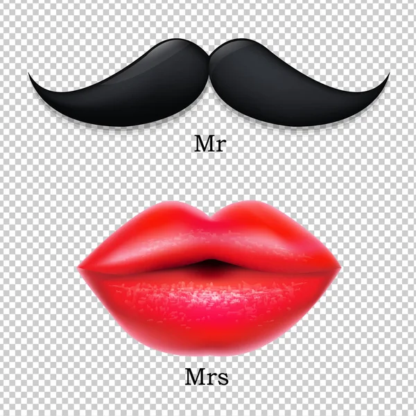 Moustaches With Lips Icons — Stock Vector