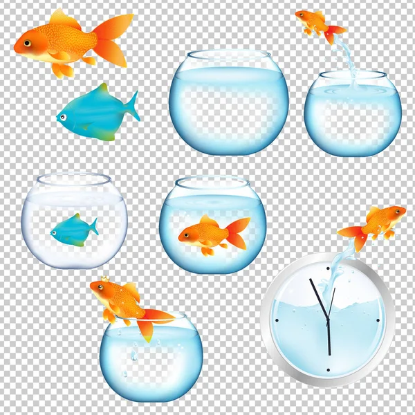 Vissen en aquaria Set — Stockvector