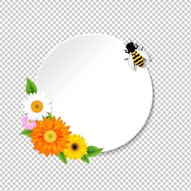 Honey Background with Bee And flowers clipart