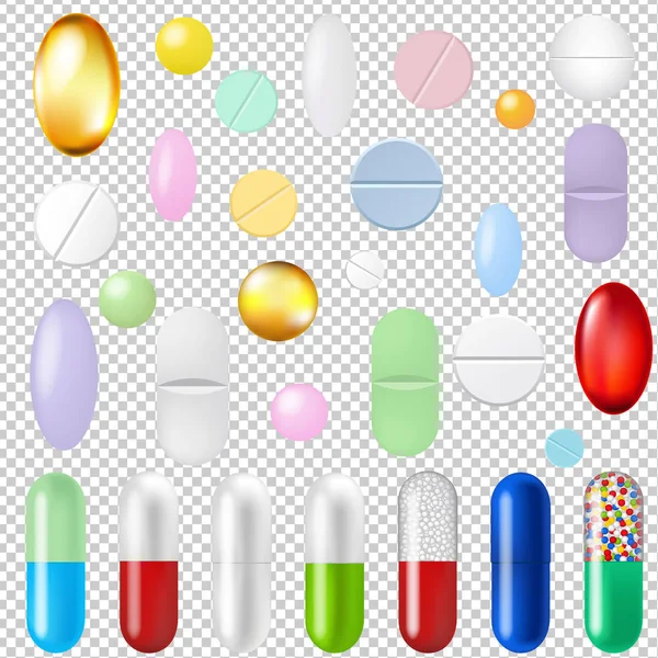 Pills Set Transparent Background — Stock Vector
