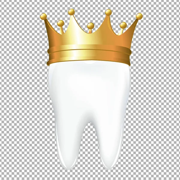 Tooth with gold Crown — Stock Vector