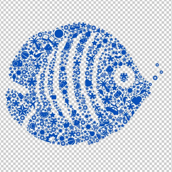 Silueta de pescado azul — Vector de stock