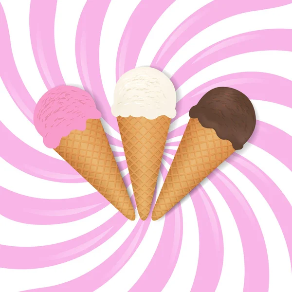冰淇淋与粉红色太阳突然 — 图库矢量图片