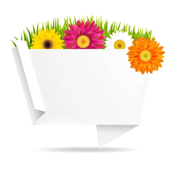 Frontière d'herbe avec des fleurs — Image vectorielle