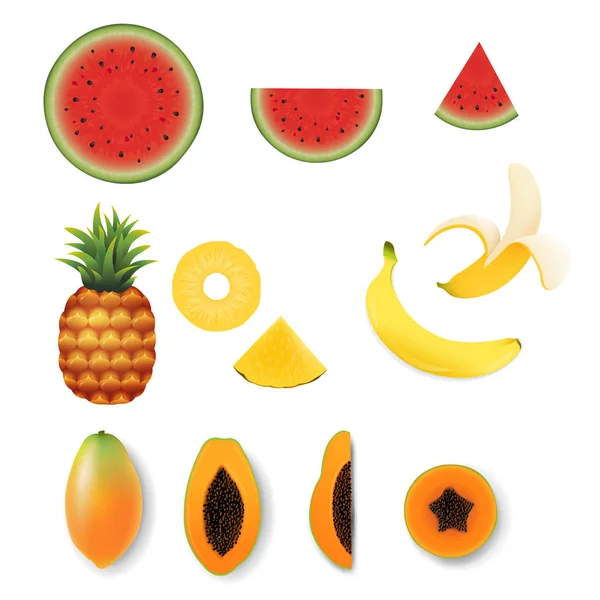 Fruit set, vectorillustratie — Stockvector