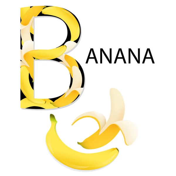 字母 B 的香蕉 — 图库矢量图片