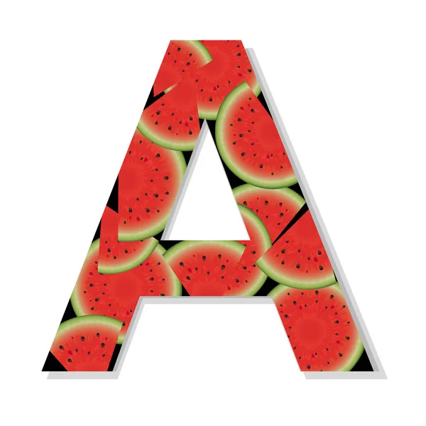 Bokstaven A gjort av vattenmeloner — Stock vektor