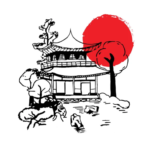 Japans huis schilderij — Stockvector