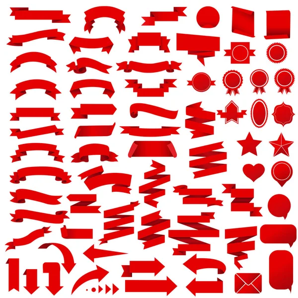 Red Ribbons Set — Stock Vector