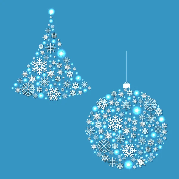 FIR Tree a vánoční koule pohlednice — Stockový vektor